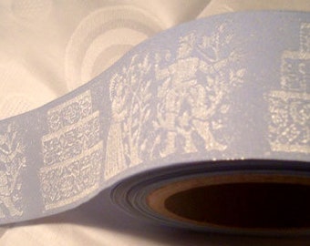 Sale! 1 yard of 2" wide Wedding Light Blue Ribbon Woven jacquard designed by Laura Foster Nicholson Textile