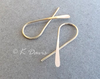 Wire Twist Minimal Earrings Gold Earrings Open Hoop Silver Earring Rose Gold Earrings Modern Simple Jewelry Christmas Gift for her