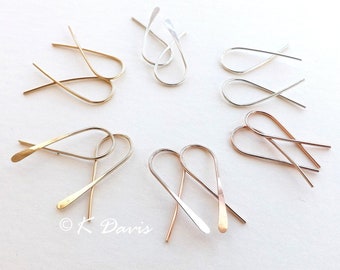 Open Hoop Earrings Small Arc Threader Edgy Wire Twist Earring Minimalist Earring Small Fish Earrings Silver, Gold, Rose Gold gift for her