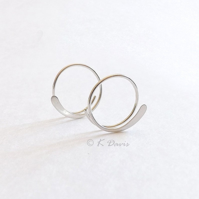 Sterling Silver Open Hoop Earrings Hammered Simple Hoops, Choose Your Custom Size, jewelry gift for her, womens gift statement earrings image 5