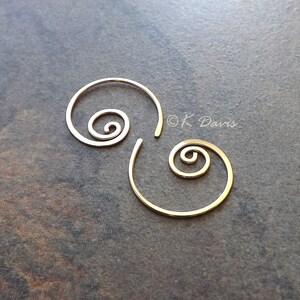 Gold Spiral Hoop Earrings Small Gold Filled Coiled Hoops Nautilus Spiral Womens Gift for her, Statement Jewelry statement Earrings
