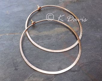 Rose Gold Hoops, Gold Hoop Earrings, Hammered Gold Filled Hoops, Brushed Finish, unique gifts, womens gift for her, statement earrings