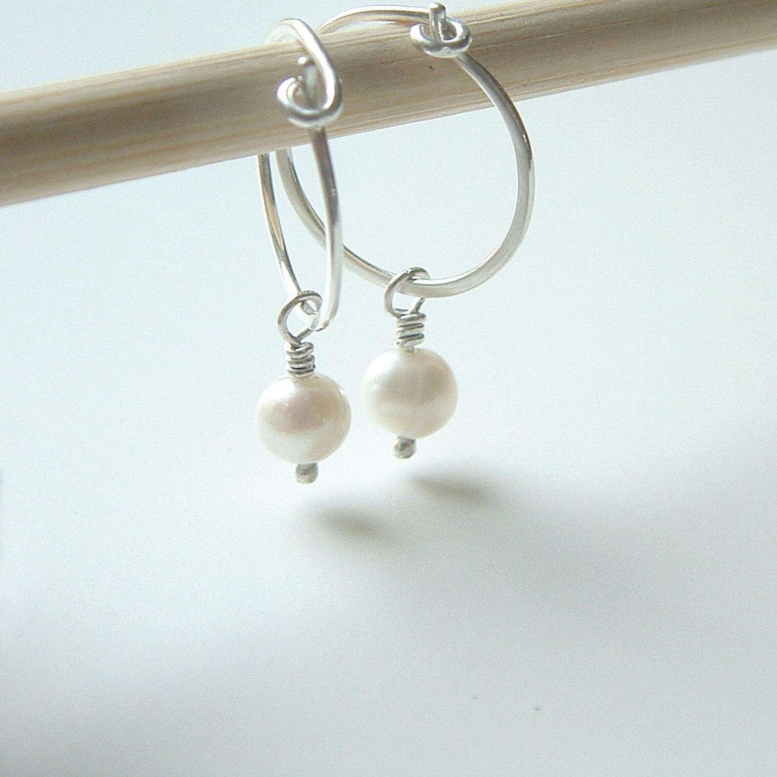 Earrings - Silver Hoop Pearl main image 0