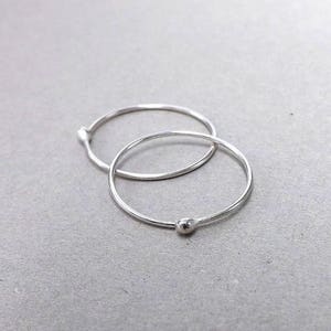Silver Hoops, Sleeper Hoop Earrings, Ball Endless Hoops, Open Hoop Simple Minimalist Circle Earring, jewelry gift, womens gift, unique gift