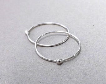 Silver Hoops, Sleeper Hoop Earrings, Ball Endless Hoops, Open Hoop Simple Minimalist Circle Earring, jewelry gift, womens gift, unique gift