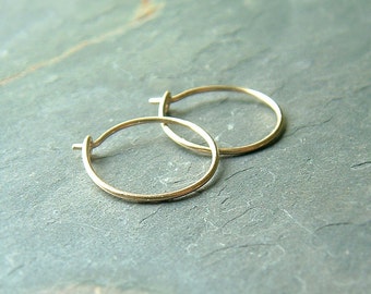 Small gold hoop earrings handmade 14k Gold Hoops unisex men women Gift minimalist gold jewelry gift for her 14k solid gold unique gifts