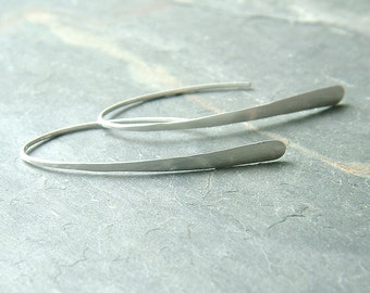 Sterling Silver Arc Ear Threader Earrings Modern Open U Hoops Jewelry Gift for her