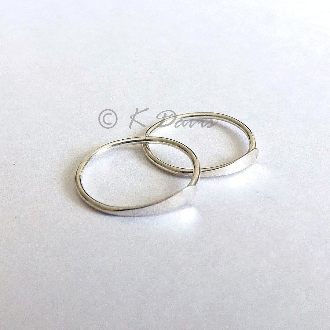Sterling Silver Hoop Earrings, Sleeper Earring, Small Endless Hoops ...