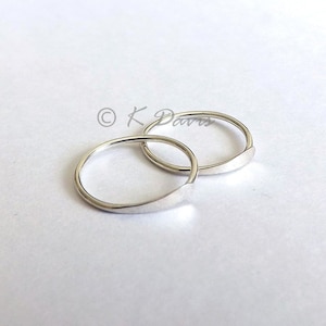 Sterling Silver Hoop Earrings, Sleeper Earring, Small Endless Hoops, Minimal Open Hoop Jewelry gift for her, custom hoop earrings, handmade image 1