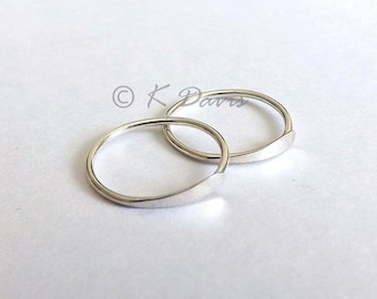 Sterling Silver Sleeper Hoop Earrings, Minimalist Endless Hoops