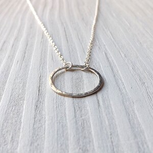 Silver Circle Necklace Geometric Circle Pendant Sterling Silver Handmade Minimalist Jewelry gift for her ring necklace 18mm diameter circle