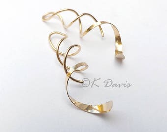 14k Gold Filled Spiral Threader Earrings, Modern Helix Twist Dangles
