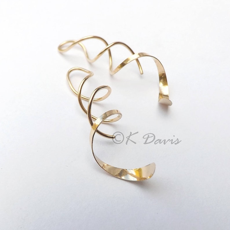 Spiral Dangle Earrings Gold Threader Earring Long Coil Open Etsy