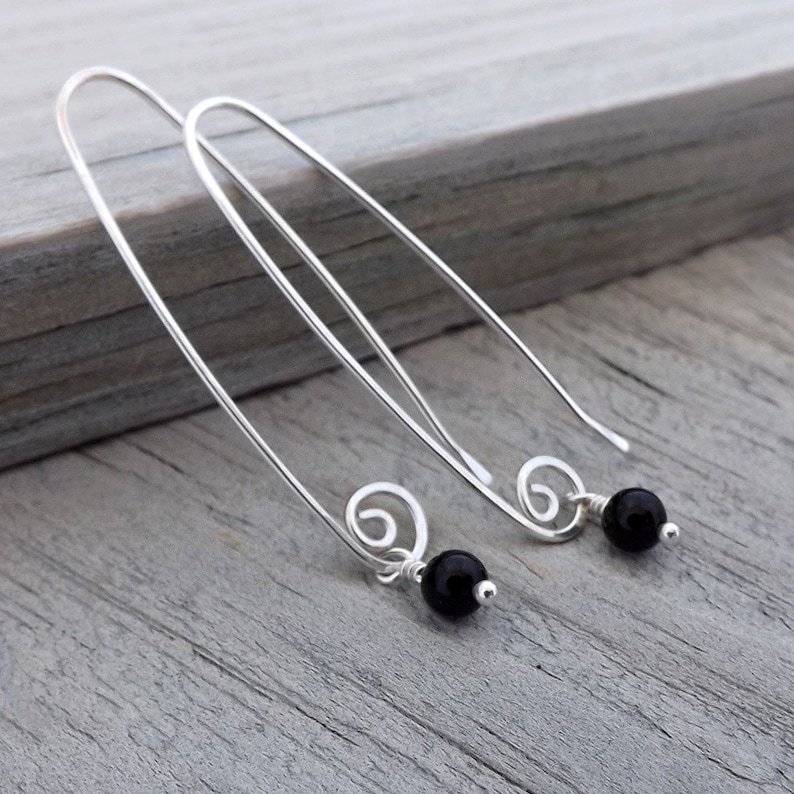 Long Threader Earring Silver Arc Threaders Dangle Earrings Etsy