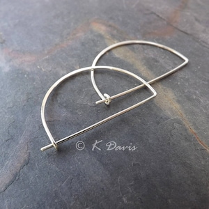 Silver Hoop Earrings Half Circle Hoops Half Moon Earring Half Hoop Arc Hoops Minimal Hoop sterling silver jewelry statement earrings