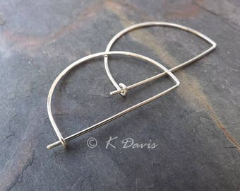 Silver Hoop Earrings Half Circle Hoops Half Moon Earring Half Hoop Arc Hoops Minimal Hoop sterling silver jewelry statement earrings