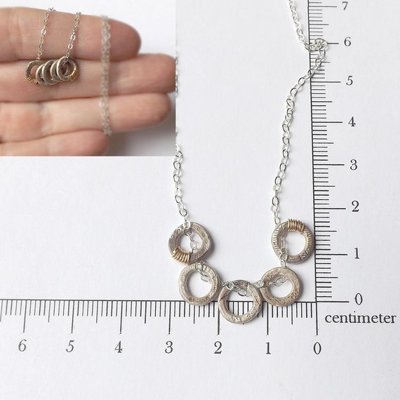 ネックレス・ペンダント Petite Ring Pendant Silver Necklace Tiny Rings Necklace Silver Minimal Circles Pendant Small