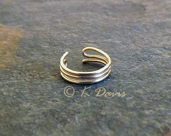 Simple Gold Ear Cuff Triple Band Single Earcuff 14k Gold Filled Non Pierce Minimal Earrings jewelry gift for her huggie