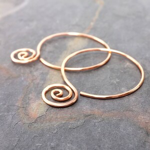 Rose Gold Open Hoop Earrings Hammered Coil Hoops, Rose Gold Filled Hoops, handmade jewelry, gift for her Favorite hoops