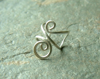 Sterling Silver Ear Cuff Single, Simple Swirl Small Earcuff, minimalist jewelry gift