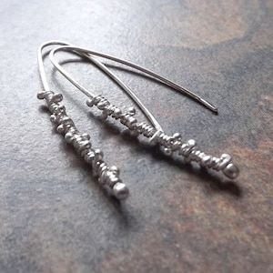 Hoop Earring, Open Hoops, Arc Threader Earring, Open Hook Statement Earrings, Sterling Silver Wrapped Earring Threaders Jewelry Gift for Her