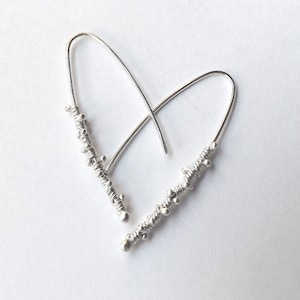 Arc Threader Earring, Open Hoop Earrings, Sterling Silver Hoops, Silver Wrapped Threaders Jewelry Gift for Her maximalism earrings