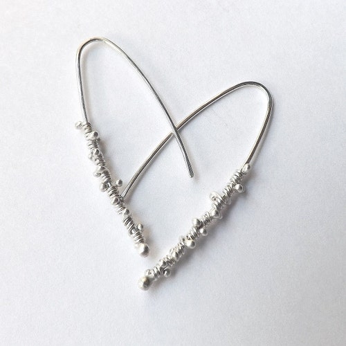 Arc Ear Threaders Sterling Silver Open Hoop Earring Simple Etsy