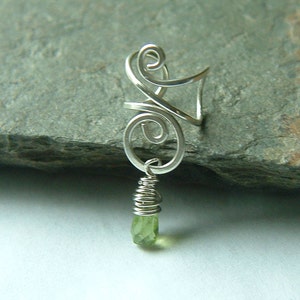 Tiny Silver Ear Cuff Peridot Earcuff Sterling Silver Ear Wrap Peridot Earring No Pierce August birthstone peridot earring birthstone jewelry