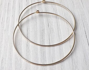 Gold Hoop Earrings, Yellow Gold Hoops, Large Gold Filled Simple Hoop Earrings, Gold Jewelry womens Gift for her, statement earrings