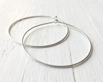 Sterling Silver Hoop Earrings, 2 Inch Silver Hammered Classic Hoops, gift for her