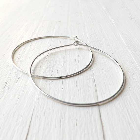 Extra Large Sterling Silver Hoop Earrings 2 Inch Silver