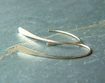 Solid Gold Hoop Earrings 14k Gold Open Hoops Small Gold Minimalist Hoop jewelry gift for her gold jewelry dainty earrings 20 gauge gold wire