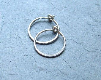 Sterling Silver Hoop Earrings Hammered Simple Hoops geometric jewelry, minimal hoop earrings jewelry womens gift for her, gift for him