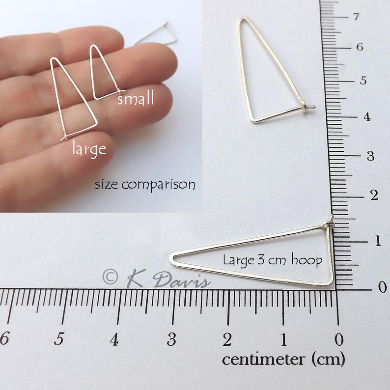 Large Triangle Hoop Earrings Brushed Finish Silver Triangle Etsy