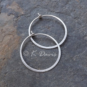Hoop Earrings Sterling Silver Hoops Brushed Finish Hammered Hoops choose your size silver jewelry statement jewelry handmade hoop earrings