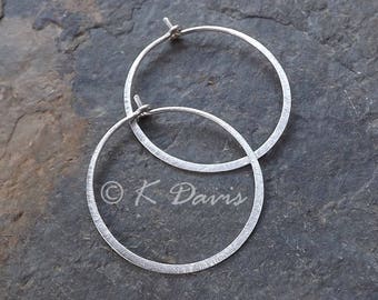 Hoop Earrings Sterling Silver Hoops Brushed Finish Hammered Hoops choose your size silver jewelry statement jewelry handmade hoop earrings