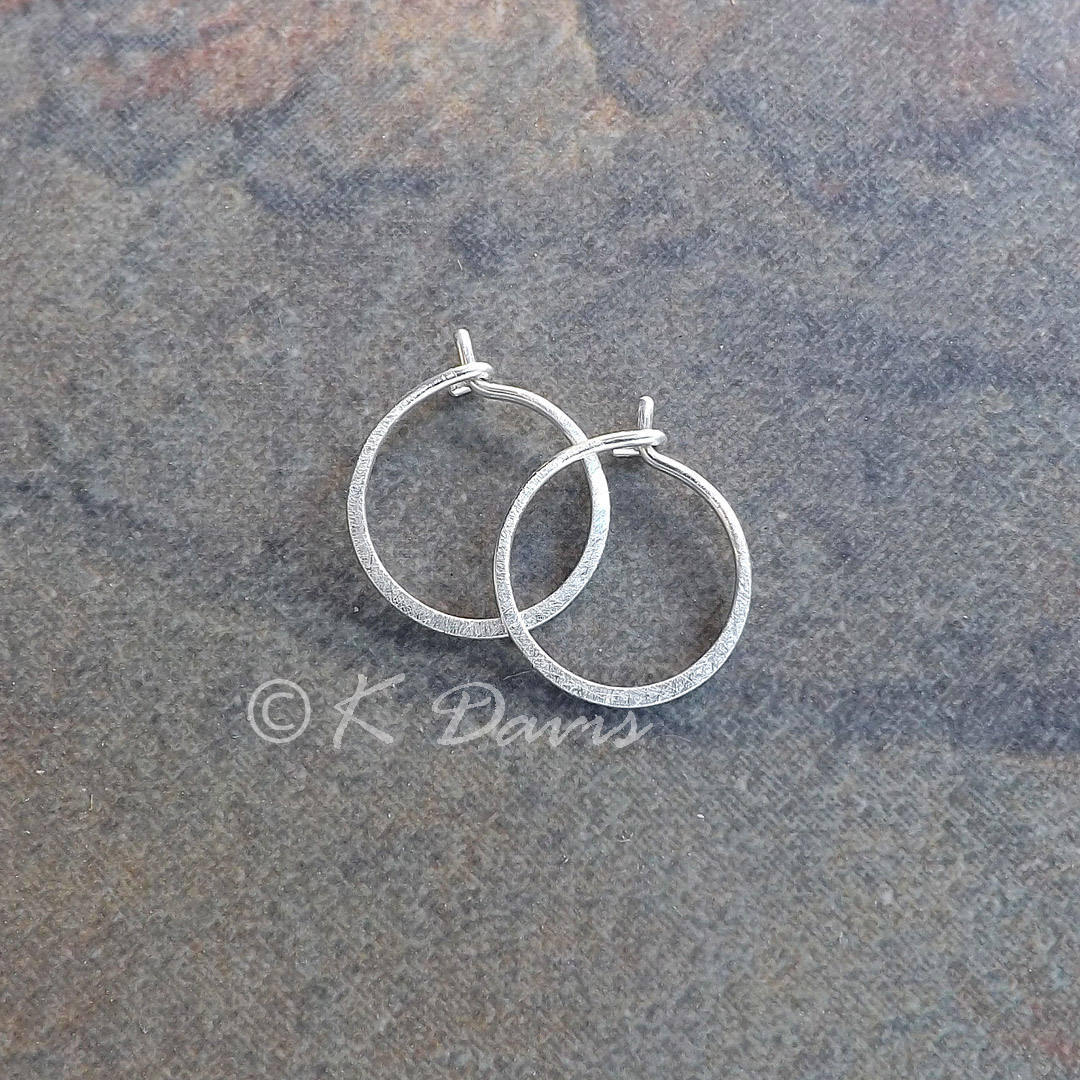 Hammered Silver Hoop Earrings Small Silver Hoops Brushed | Etsy