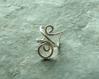 Sterling Silver Ear Cuff single Silver Swirl Earcuff minimalist jewelry Womens Dainty Earring, ear cuff handmade sterling silver earrings