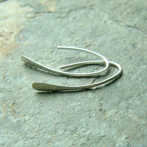 Sterling Silver Earrings Modern Open Hoops Hammered Wire Hoop Earrings Small Paddle Earrings Minimalist womens gift, mom gift custom jewelry image 2