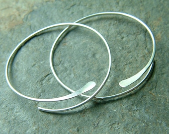 Silver Hoop Earrings, Sterling Silver Open Hoops Hammered Large Hoop Earrings, choose your size, jewelry gift custom hoops, handmade hoops