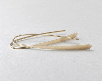 14k Gold Filled Open Hoop Earrings, Minimalist Arc Threaders, U Hoops. Jewelry Gift for her