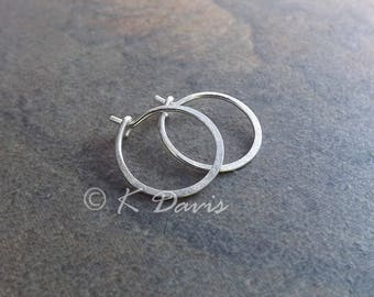 Brushed Finish Hoops Silver Small Hoops, hammered minimal hoop earrings, custom hoop earrings, jewelry gift, handmade hoops artistikat