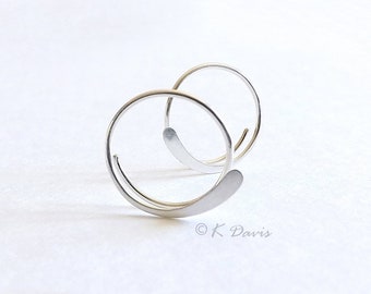 Sterling Silver Open Hoop Earrings Hammered Simple Hoops, Choose Your Custom Size, jewelry gift for her, womens gift statement earrings
