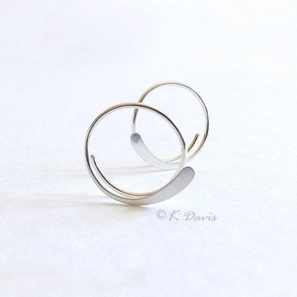 Sterling Silver Open Hoop Earrings Hammered Simple Hoops, Choose Your Custom Size, jewelry gift for her, womens gift statement earrings