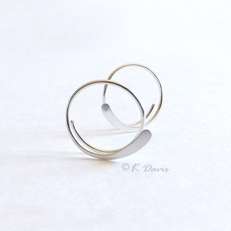 Sterling Silver Open Hoop Earrings Hammered Simple Hoops, Choose Your Custom Size, jewelry gift for her, womens gift statement earrings image 1