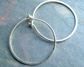 Silver Hoop Earrings Medium Sterling Silver Hoops, Simple Hoop minimalist womens jewelry gift for her, custom hoop earrings, handmade hoops