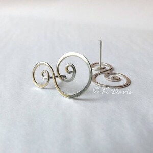 Silver Spiral Stud Earrings Coil Statement Earrings, Water Element, natural jewelry gift, post earring, womens gift statement jewelry