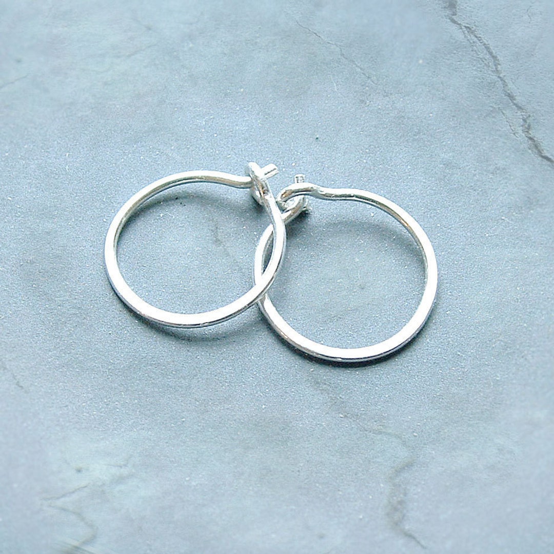 Small Sterling Silver Hoop Earrings Handmade Silver Hoops, Gift for Him