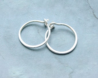 Small Sterling Silver Hoop Earrings Handmade Silver Hoops, gift for him, women gift minimalist jewelry gift for her, sterling silver