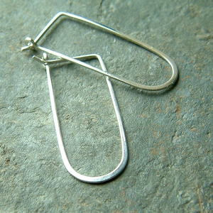 Silver Hoop Earrings Modern Hoops Geometric Earrings, minimal hoop earrings, 925 sterling silver, jewelry gift for her, approximately 32mm